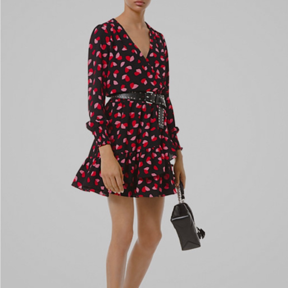 NWT Michael Kors Petal Crepe Wrap Ruffle Dress, Size S
